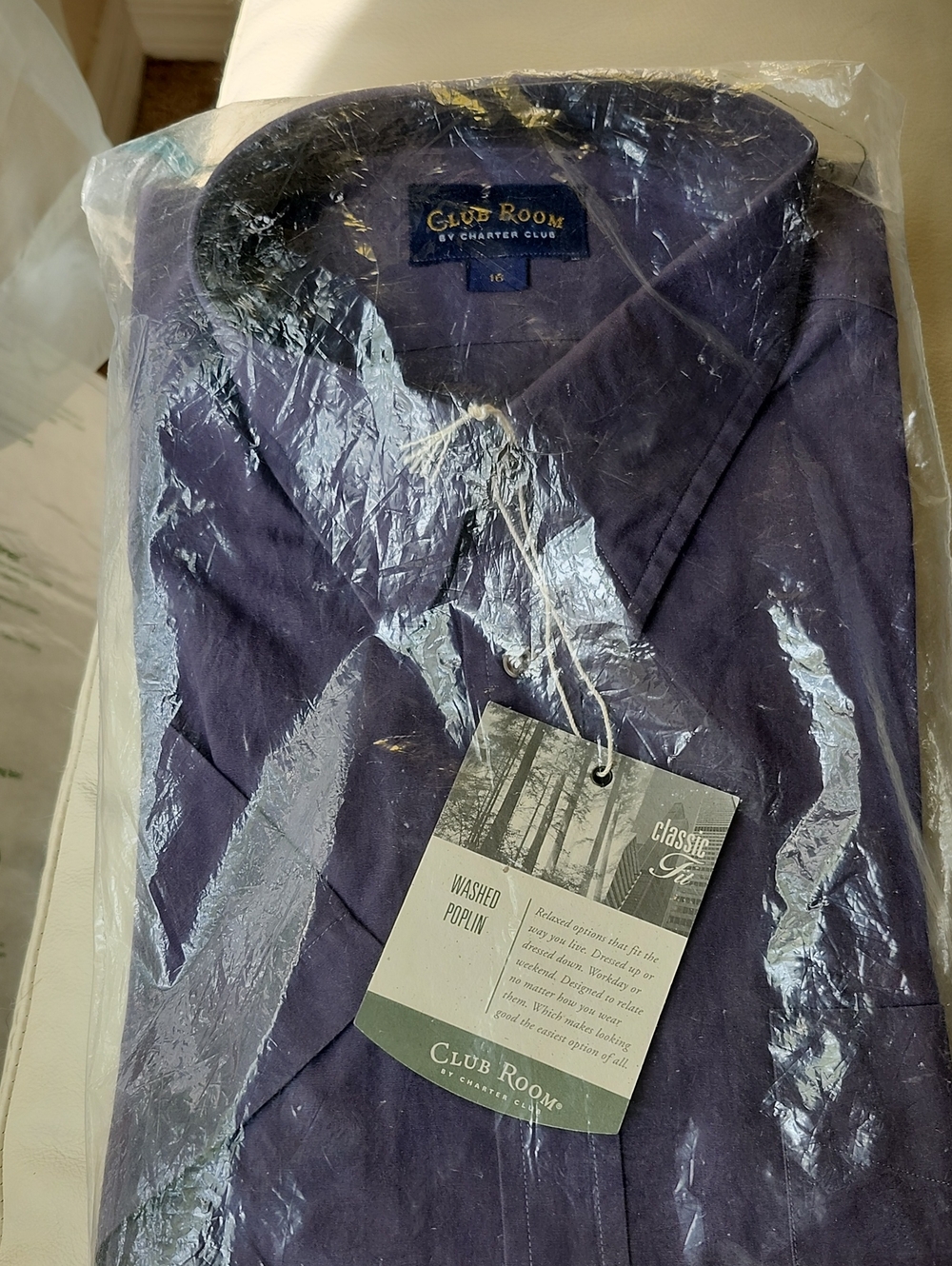 Club Room Men's Washed Poplin Button-Down Shirt - Purple